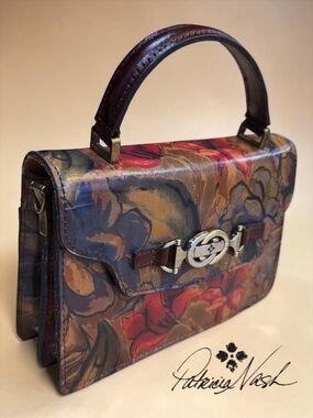 NWT Patricia Nash Porcili Leather Top Handle Crossbody Floral Satchel